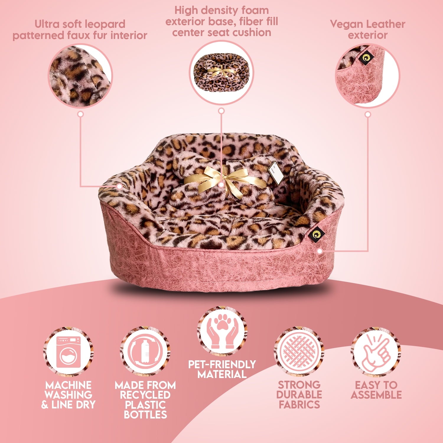 Precious Tails Leopard Princess Cat Dog Bed - Small