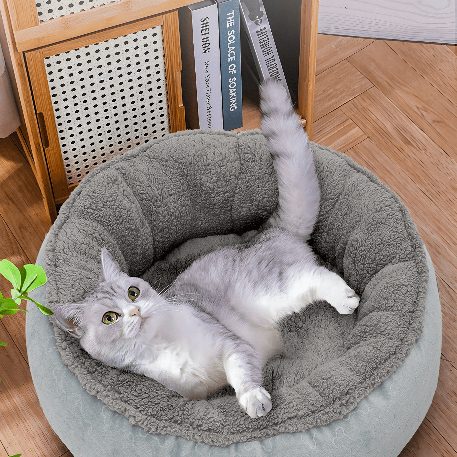 Magshion Calming Donut Dog Bed for Small to Large Dogs, Cat & Puppy Bed: Anti Stability, Luxurious Comfort, Cozy Soft Short Plush Round Pet Bed, Dark Gray