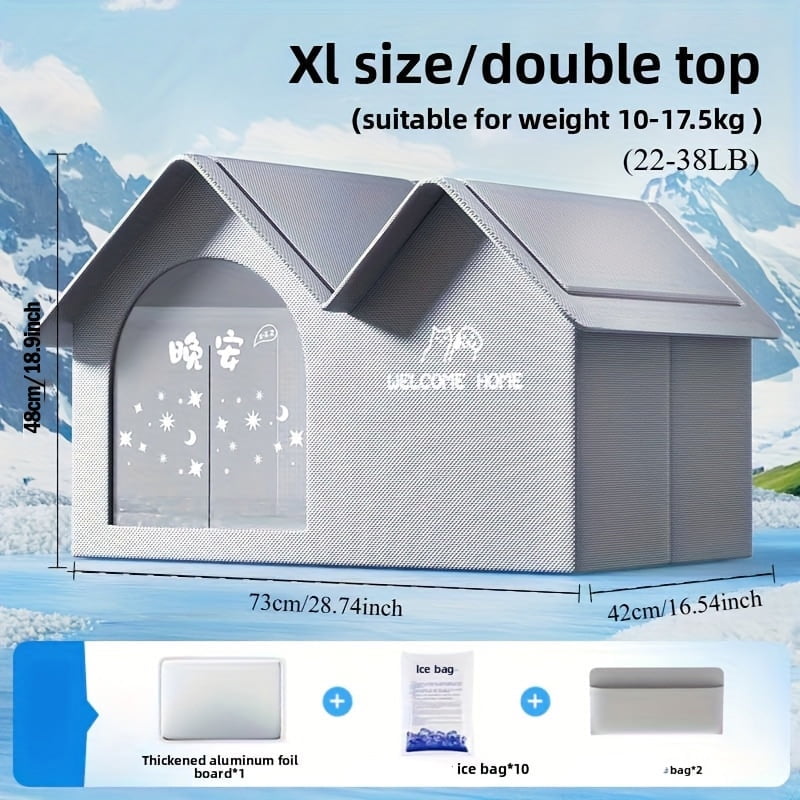 XL Size Cooling Pet House, 24 x 15.7 x 16.5 in, for Pets up to 38.5 lbs, Outdoor Indoor Shelter
