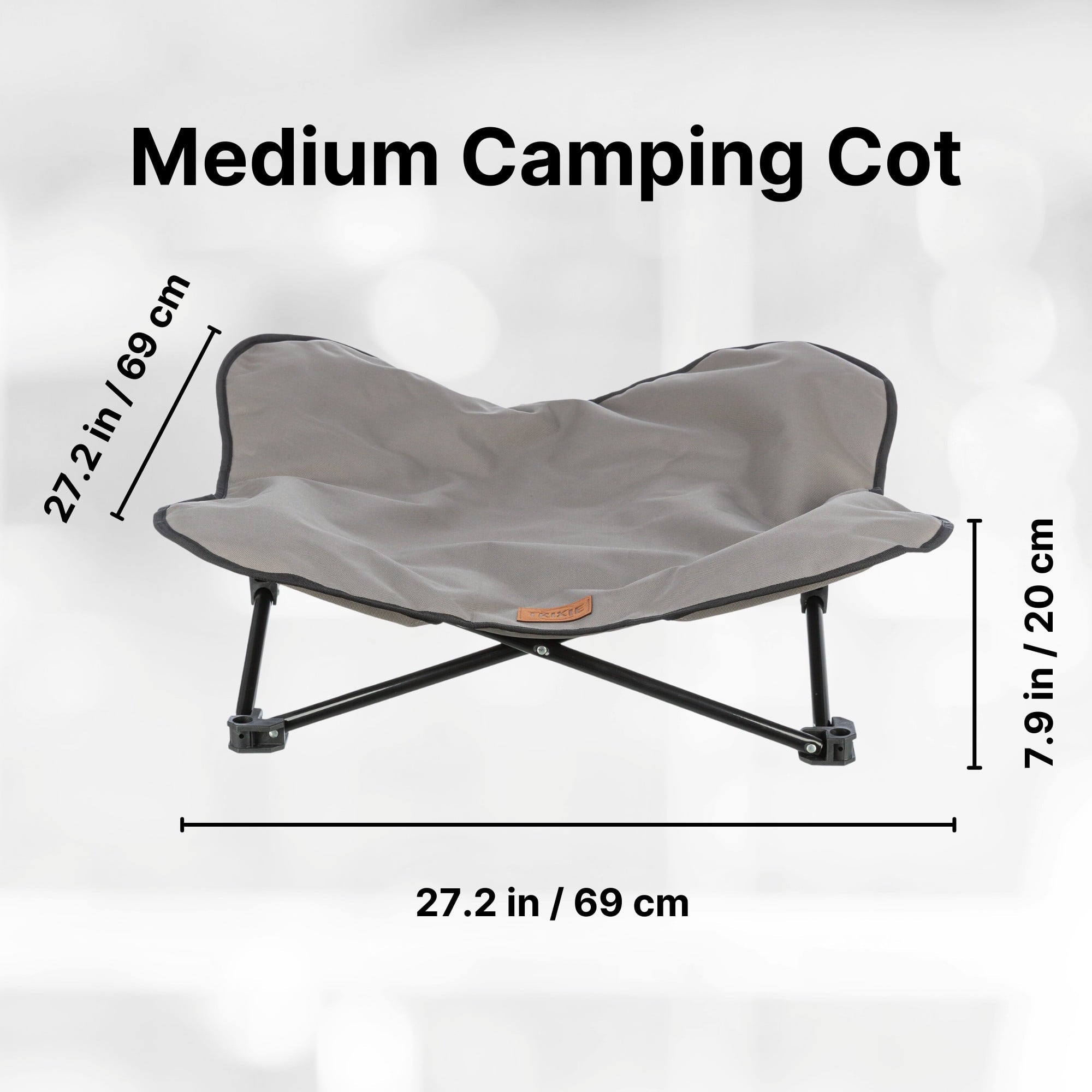 TRIXIE Elevated Camping Cot, Folding Dog Bed, Raised Travel Lounger for Small-Medium Dogs