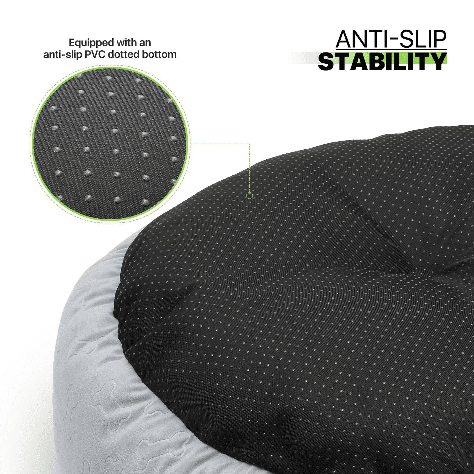 Magshion Calming Donut Dog Bed for Small to Large Dogs, Cat & Puppy Bed: Anti Stability, Luxurious Comfort, Cozy Soft Short Plush Round Pet Bed, Dark Gray