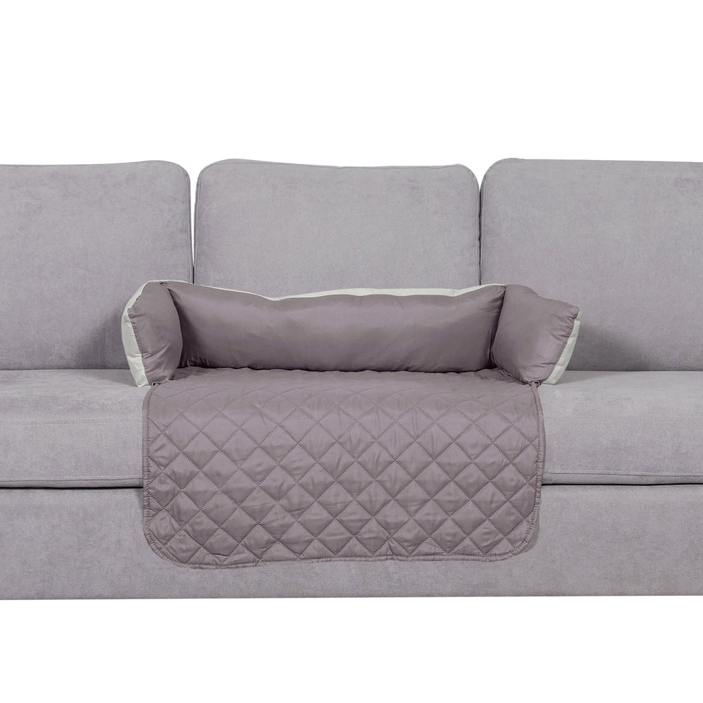 FurHaven Sofa Buddy Medium Reversible Pet Bed with Cushion Anchors, Gray