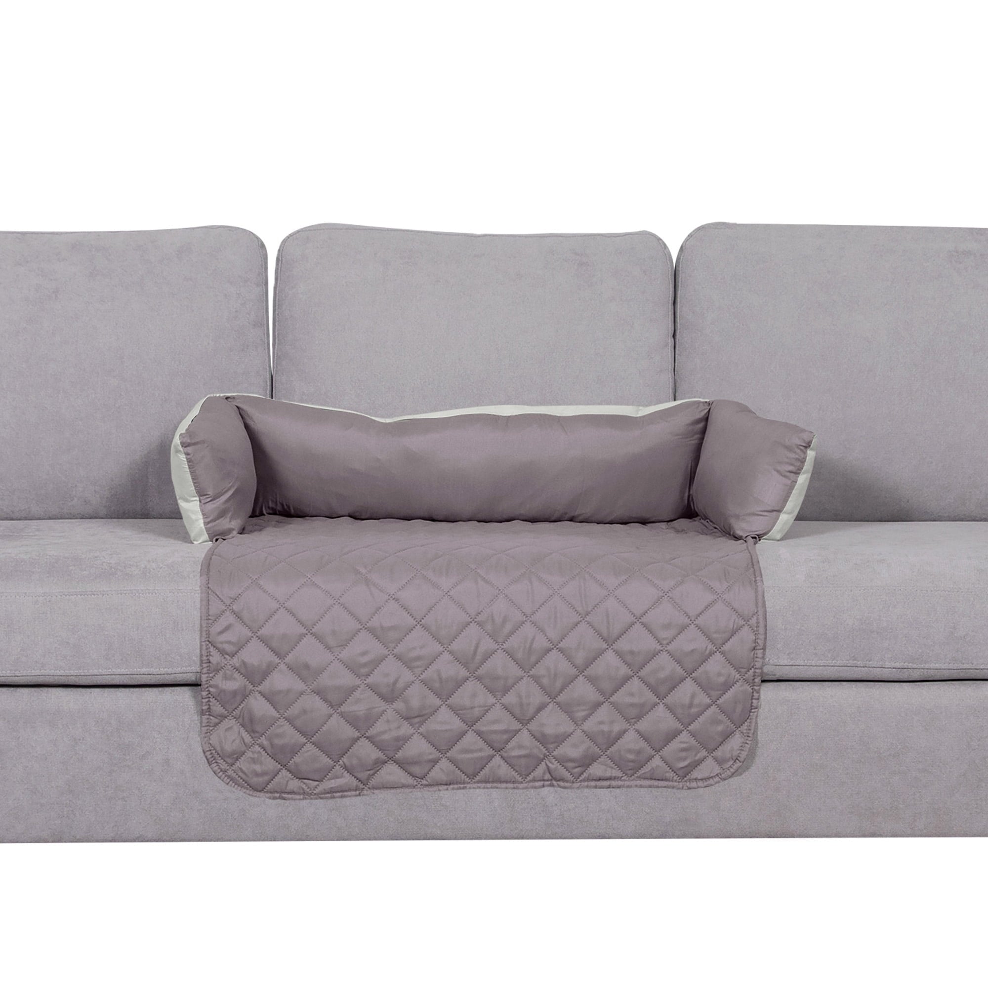 FurHaven Sofa Buddy Medium Reversible Pet Bed with Cushion Anchors, Gray