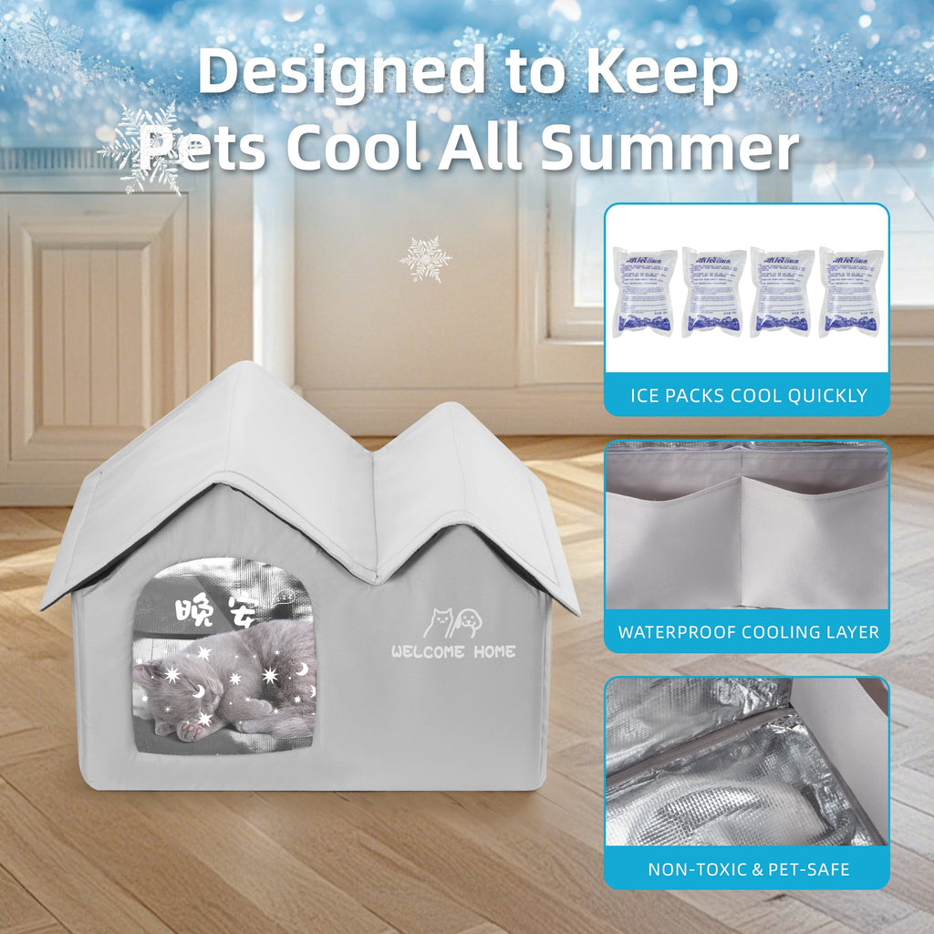 XL Size Cooling Pet House, 24 x 15.7 x 16.5 in, for Pets up to 38.5 lbs, Outdoor Indoor Shelter