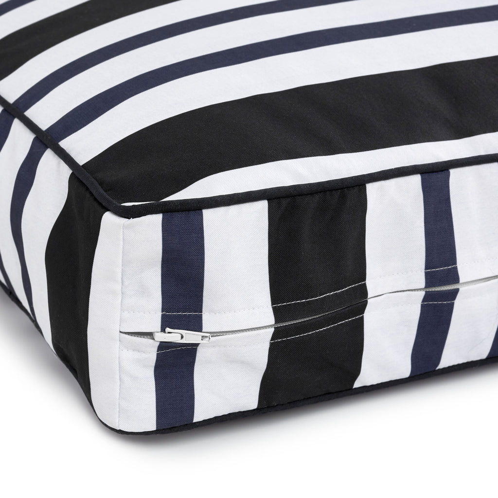 Gap Rugby Stripe Flat Pet Bed, Recycled Polyester with Zipper Closure Cover, Small 36"x24", Navy