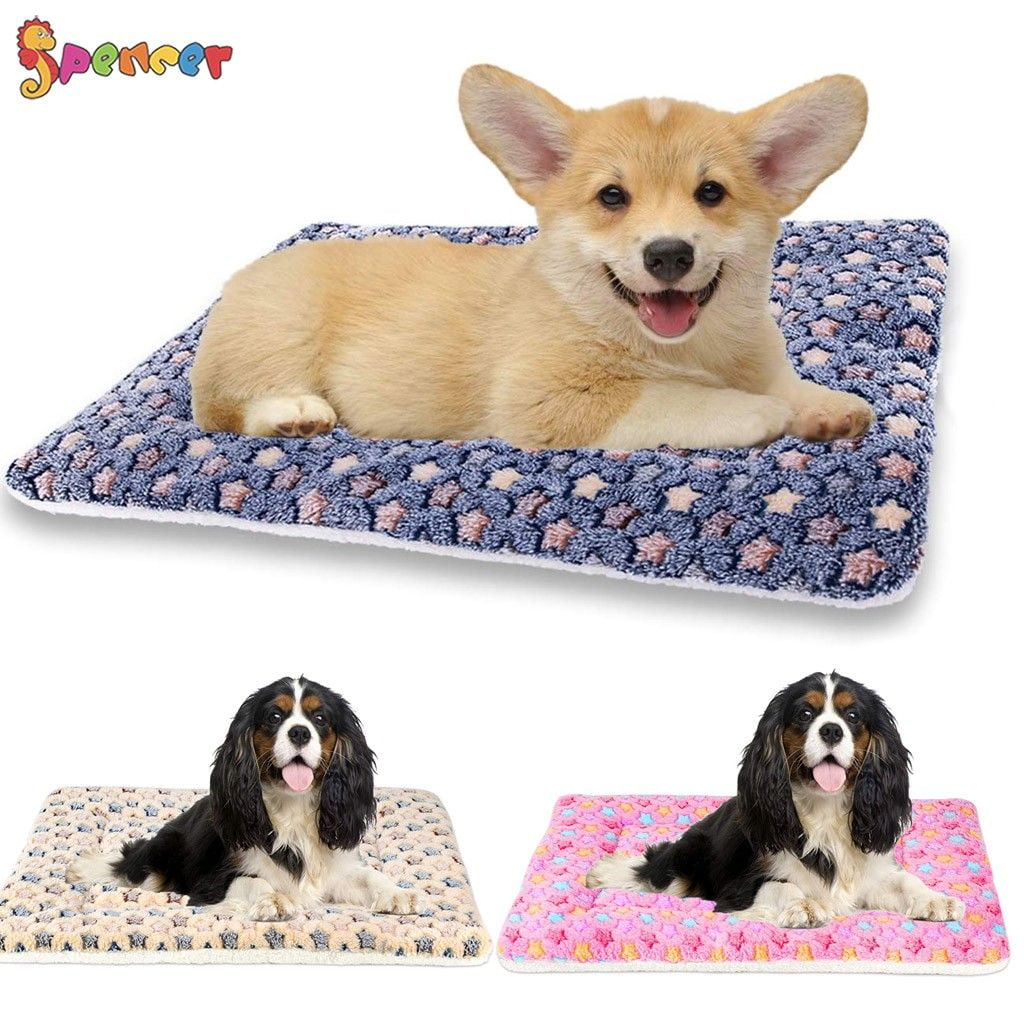 Spencer Large Dog Cat Pet Sleep Mat Soft Warm Reversible Fleece Crate Bed Mat Kennel Cage Cushion for Large Medium Small Dog Cat (S, Pink)