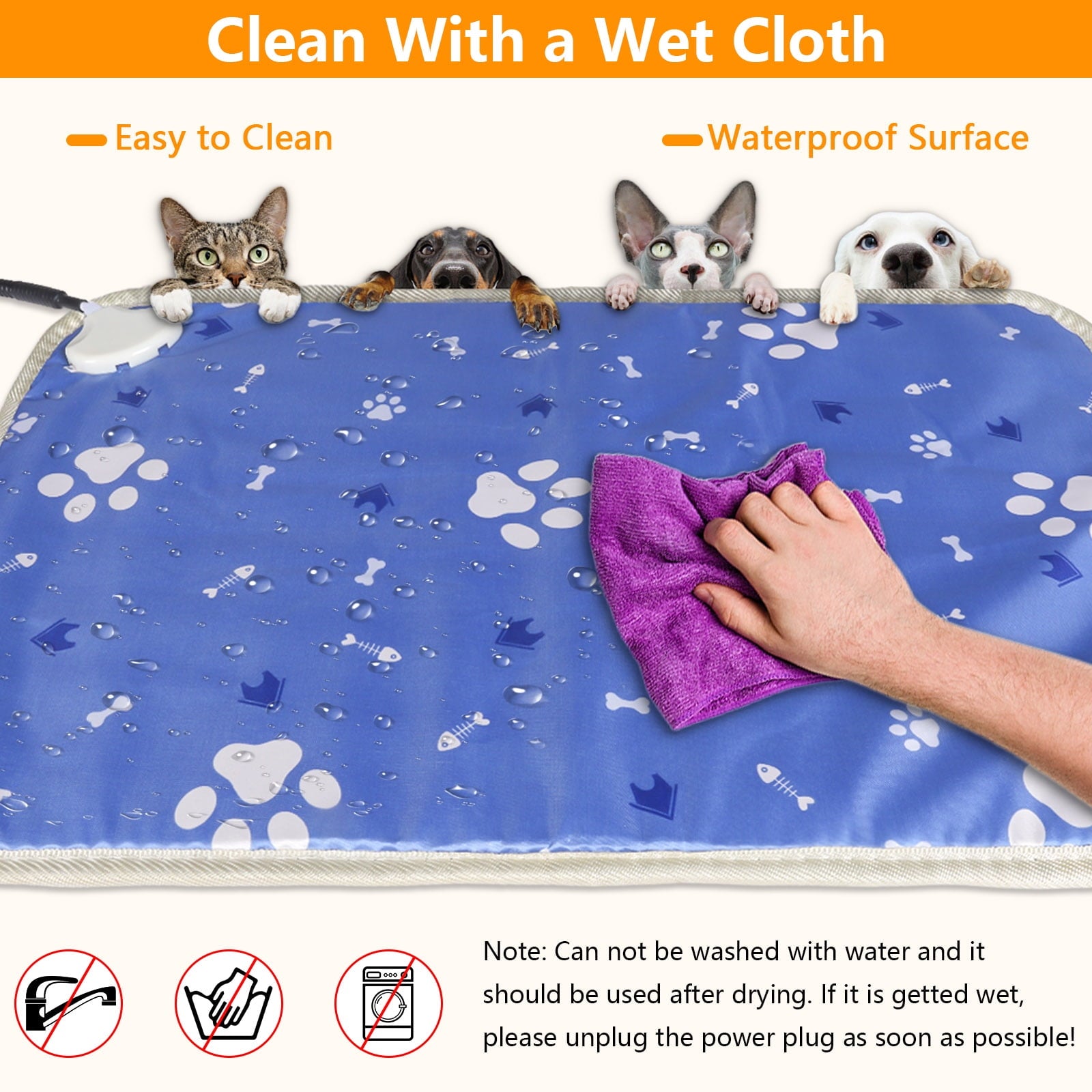 28x17in Pet Heating Pad for Small Medium Dogs Cat, Electric Heated Dog Bed Timer Adjustable Warming Mat with Chew Proof Cord, Ideal Pet Christmas Gifts