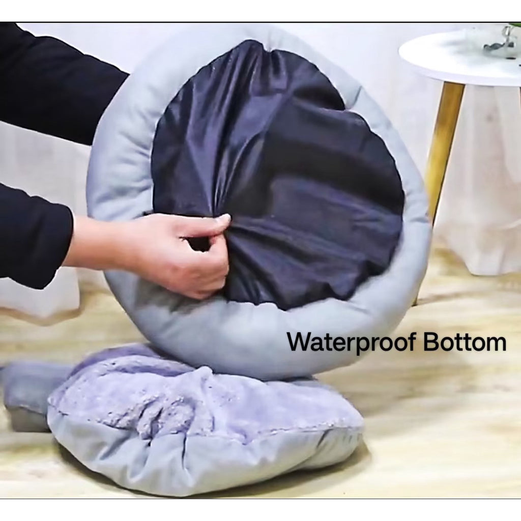 Calming Cat Beds with Pillow for Small Medium Dogs and Cats, Round Dog Puppy Cuddler Cozy Bed, Washable Fluffy Plush Pet Bed Thickened Dog Kennel Mat for Puppy Sleeping, S 40CM