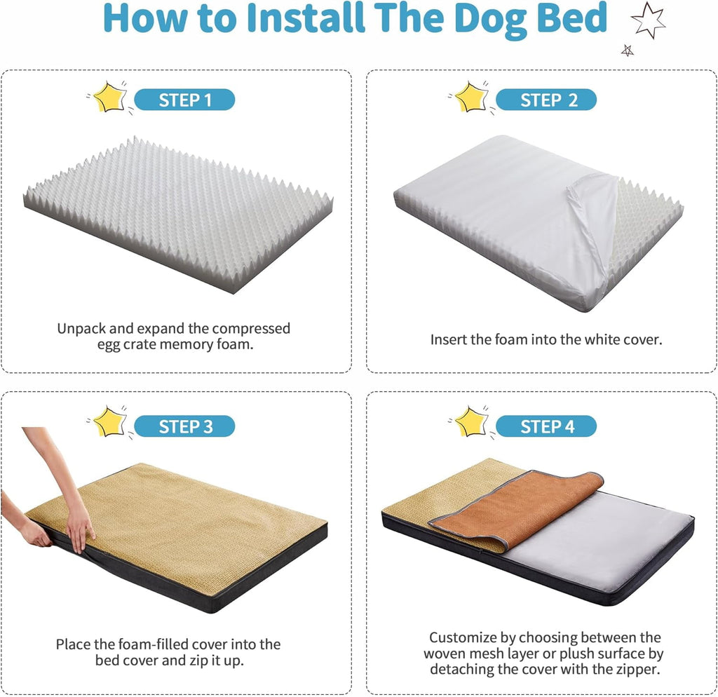 Large 2-in-1 Pet Bed with Removable Waterproof Washable Covers, Gray