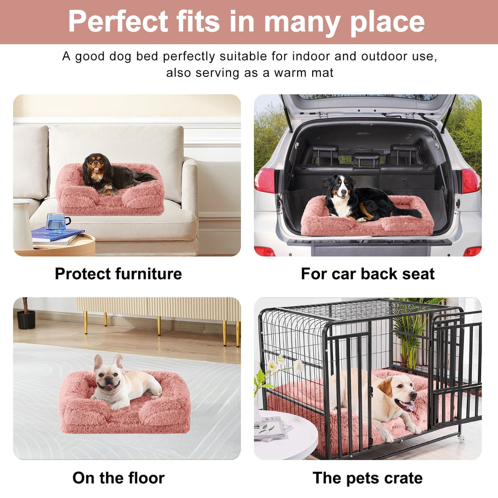 PayUSD Warming Fluffy Orthopedic Dog Beds for Large Dogs,Dog Bed with Plush Thick Egg Foam Support and Non-Slip Bottom, Large Waterproof and Machine Washable Pet Bed Cover
