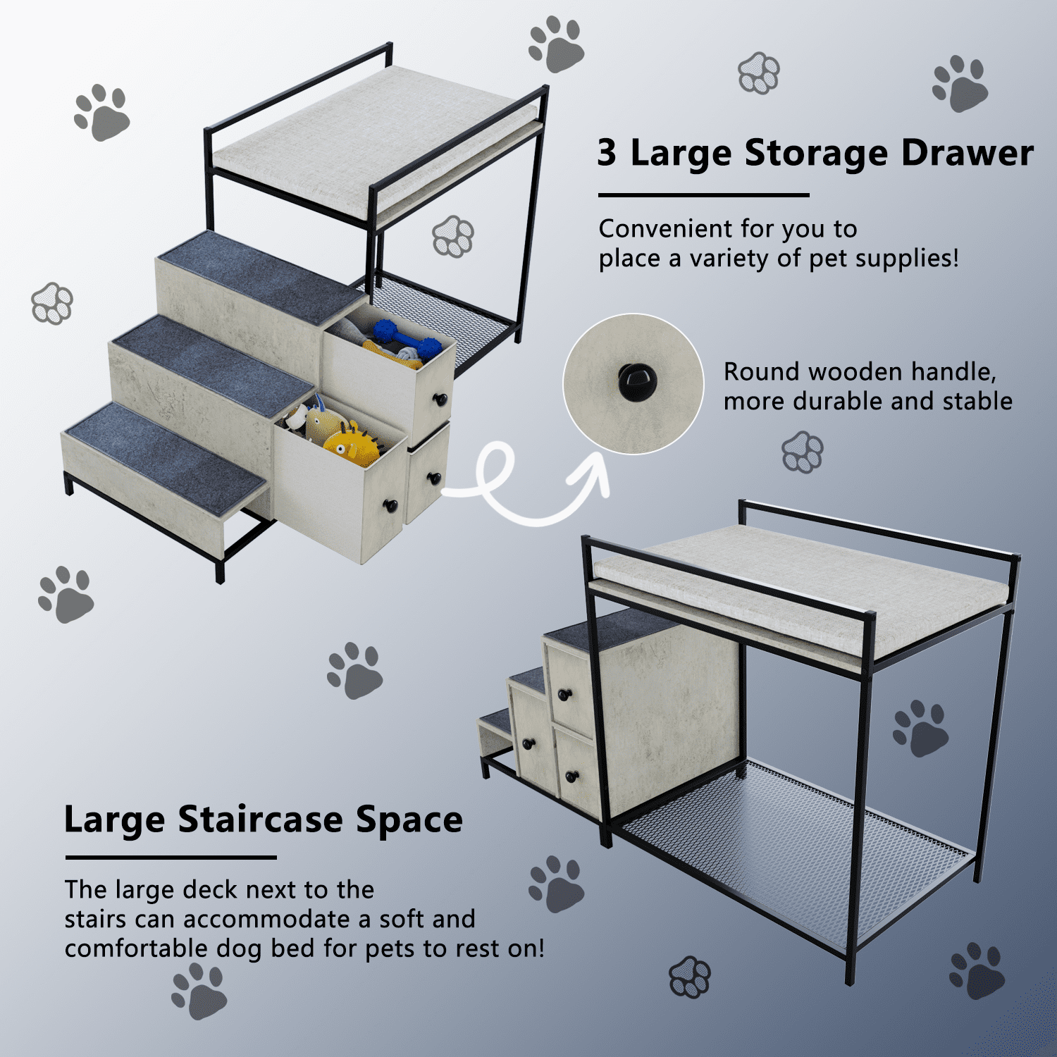 BOSSIN Pet Window Perch with Stairs,  3 Drawers Large Pet Bunk Bed for Dogs and Cats