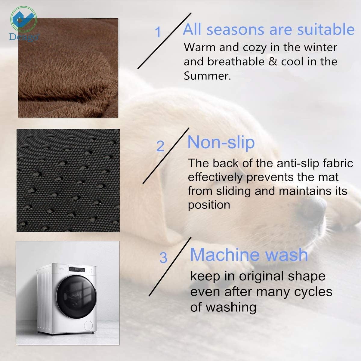 Deago Self Heating Cat Dog Pad / Self-Warming Cat Dog Bed / Thermal Cat Mat for Outdoor and Indoor Pets (Coffee, 15.8" x 19.7")