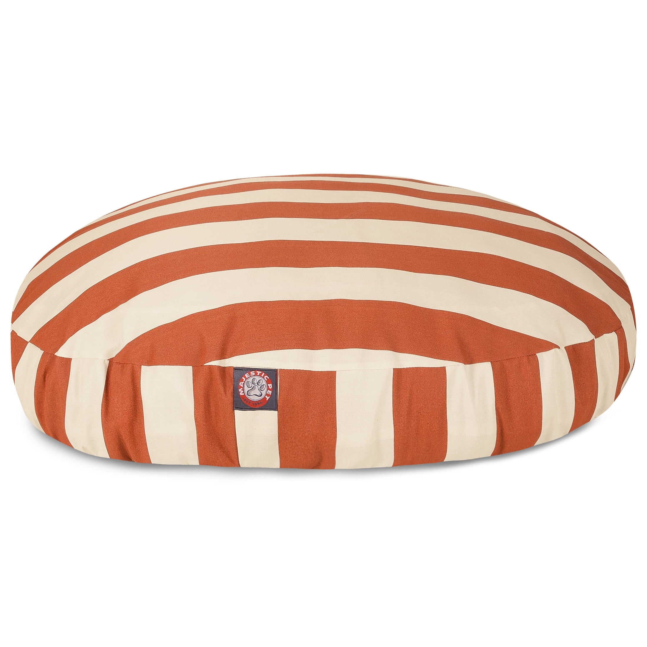 Majestic Pet | Vertical Stripe Round Pet Bed For Dogs, Removable Cover, Burnt Orange, Small