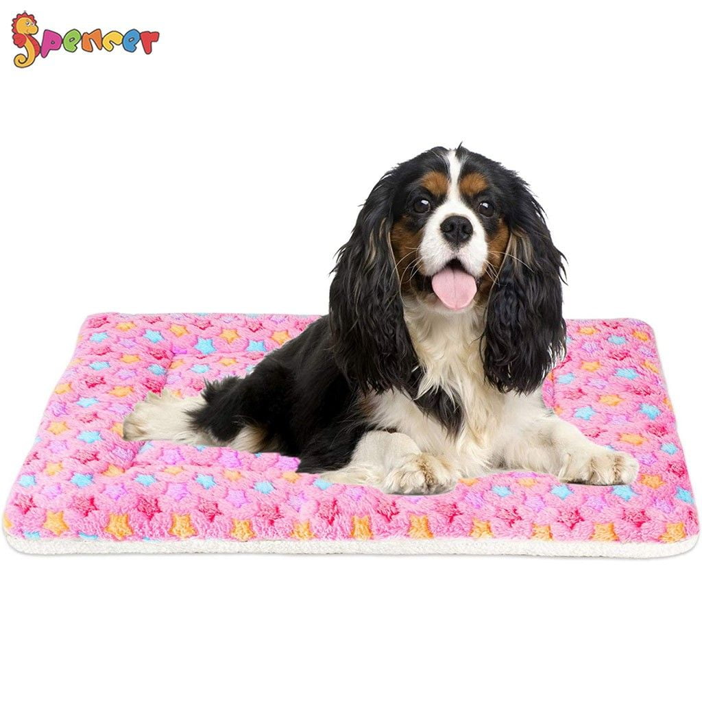 Spencer Large Dog Cat Pet Sleep Mat Soft Warm Reversible Fleece Crate Bed Mat Kennel Cage Cushion for Large Medium Small Dog Cat (S, Pink)