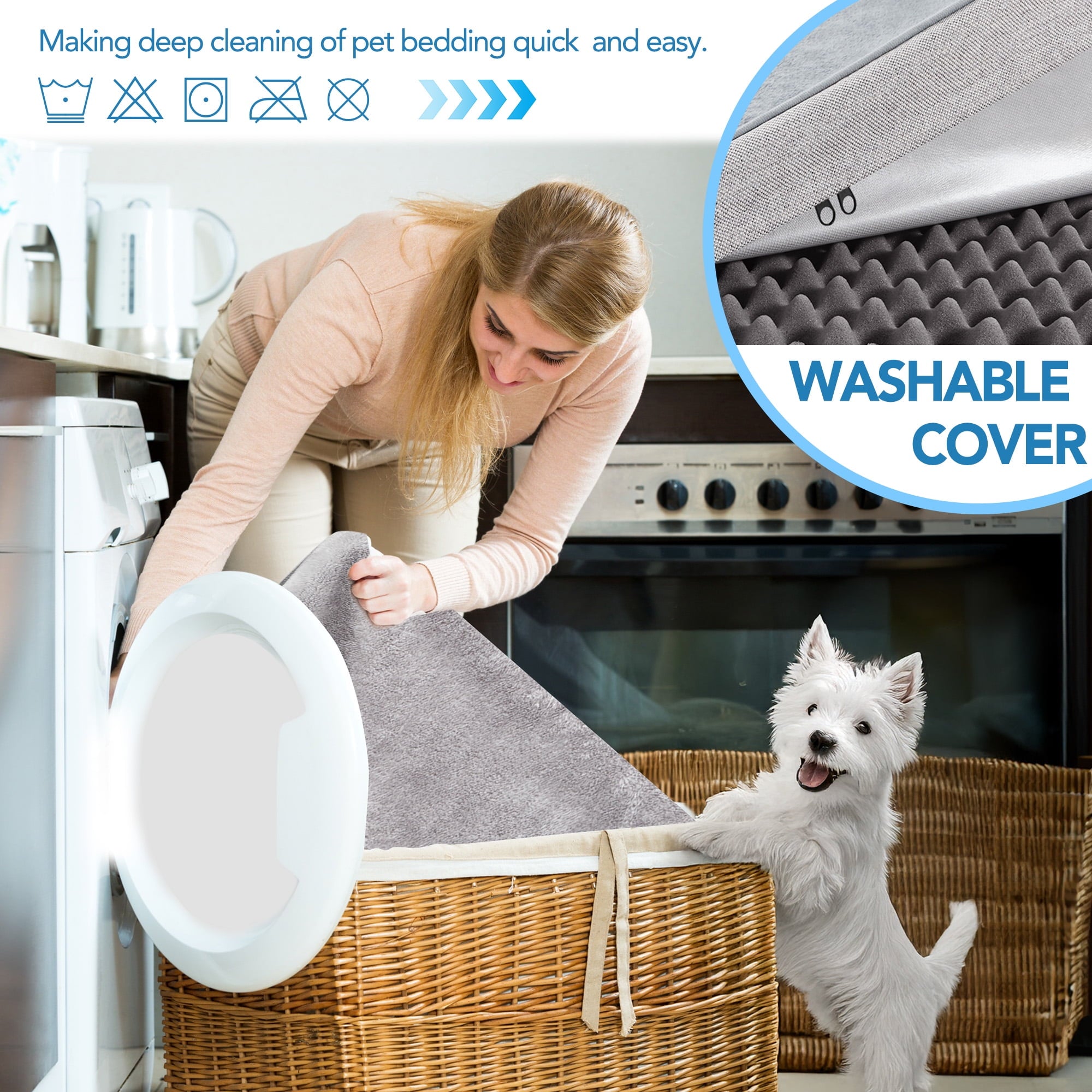 Deconovo Light Gray Dog Mat - Waterproof & Machine Washable Pet Bed for Medium & Small Dogs, 30x20x3