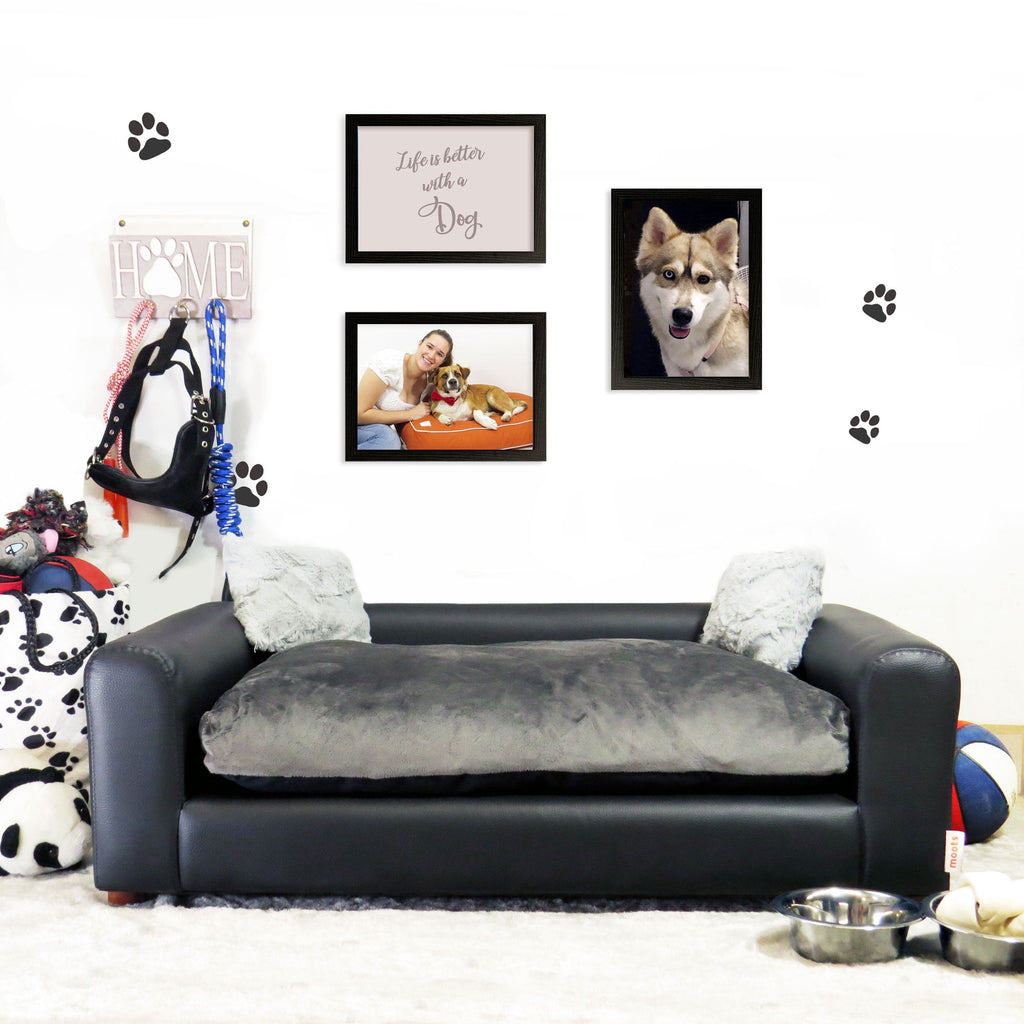 Moots Premium Leatherette Pets Sofa Charcoal, Large