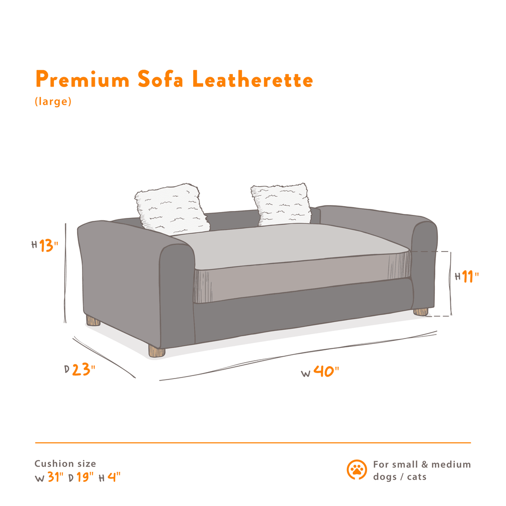 Moots Premium Leatherette Pets Sofa Charcoal, Large