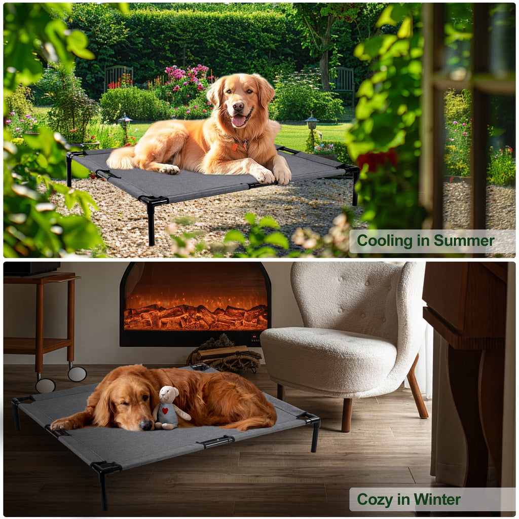 Reyox Cooling Elevated Dog Bed for Large Dogs,Large Raised Dog Bed with Breathable Mesh,Washable Chew Proof Dog Cot