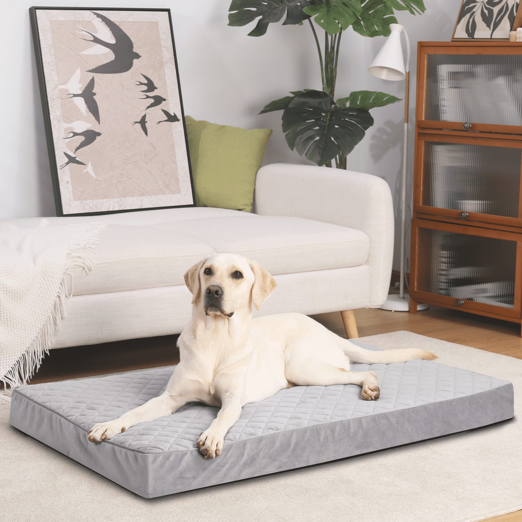 Pataipetit 35" Waterproof Orthopedic Dog Bed for Large Dogs Orthopedic Dog Crate Bed with Removable Washable Cover