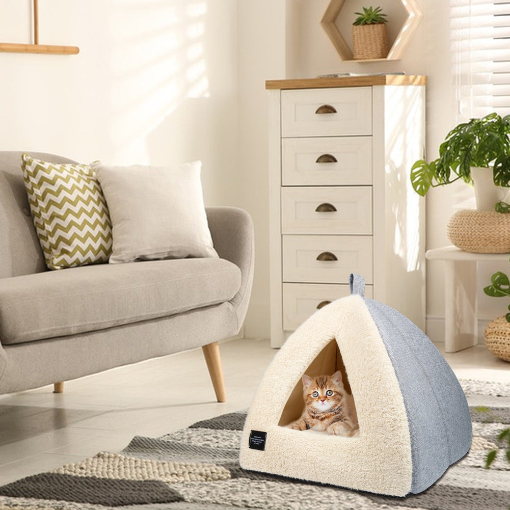 Vivifying Pet Beds Medium 2-in-1 Cozy Cat Bed with Removable Cushion, Silver Gray