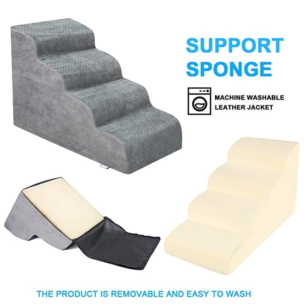 Arealer Dog StairsRamp Stairs Dog Ramp for BedDog 4 Tiers Training Stairs Removable and Washable
