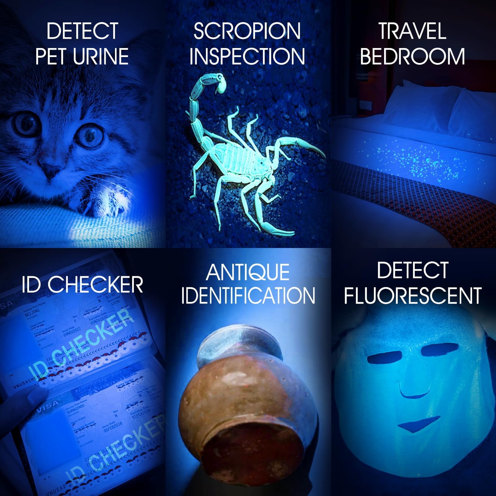 365nm Black Light Mini & Powerful Ultraviolet Flashlight Portable Detector for Pet Urine, Cat Dog Stains, Scorpion, Bed Bug