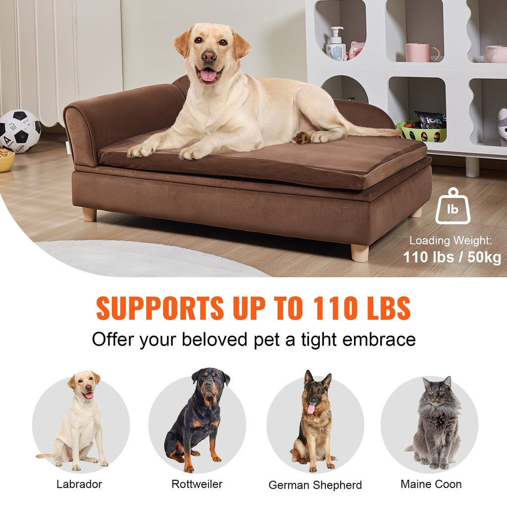KFFKFF Pet Sofa Dog Couch for Large-Sized Dogs Dog Cat Sofa Bed 110 lbs Brown