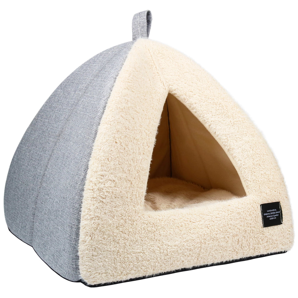 Vivifying Pet Beds Medium 2-in-1 Cozy Cat Bed with Removable Cushion, Silver Gray