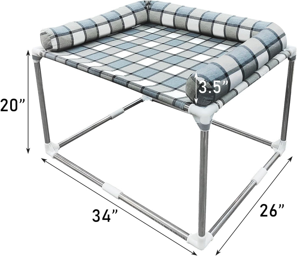 Bedside Cosleeper Pet Dog Bed - Dog Beds with Pillow Extension Attached to Human Bed Height Raised Pet Window Perch (34'' x 26'' x 20'')