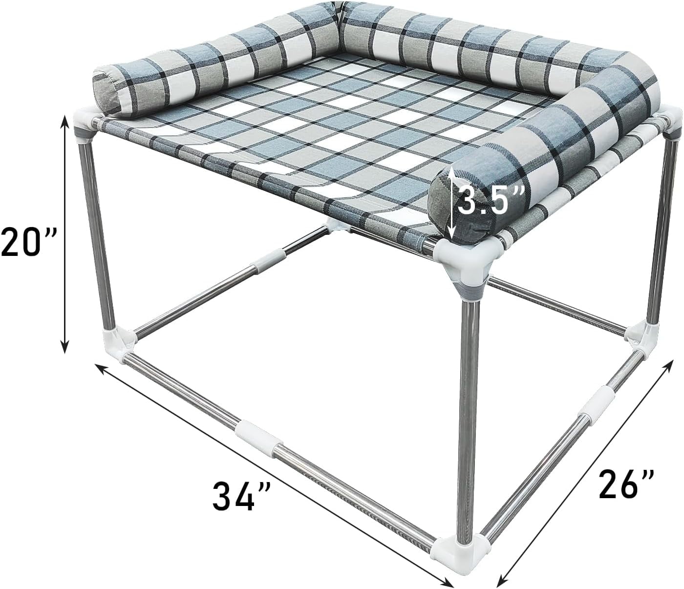 Bedside Cosleeper Pet Dog Bed - Dog Beds with Pillow Extension Attached to Human Bed Height Raised Pet Window Perch (34'' x 26'' x 20'')