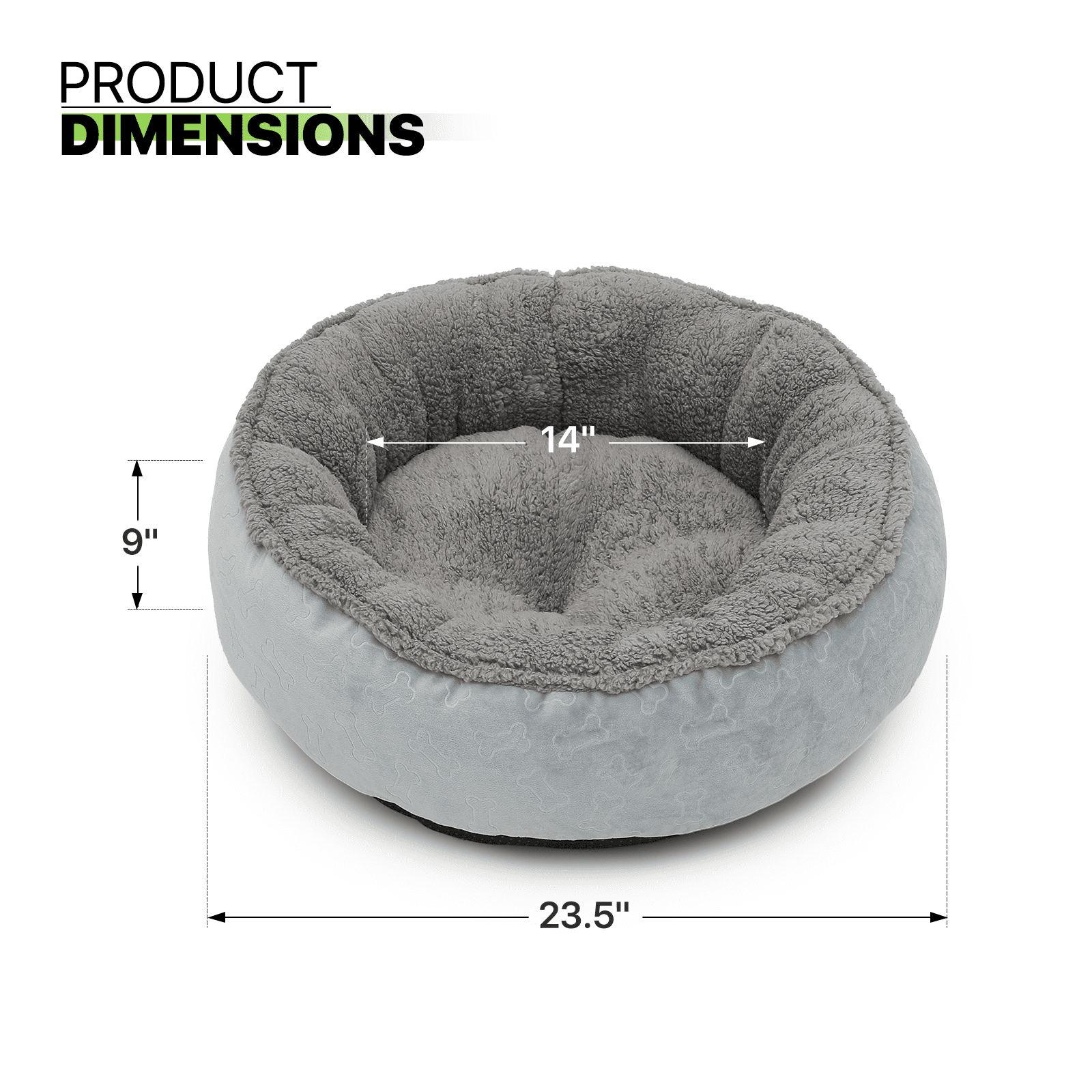 Magshion Calming Donut Dog Bed for Small to Large Dogs, Cat & Puppy Bed: Anti Stability, Luxurious Comfort, Cozy Soft Short Plush Round Pet Bed, Dark Gray