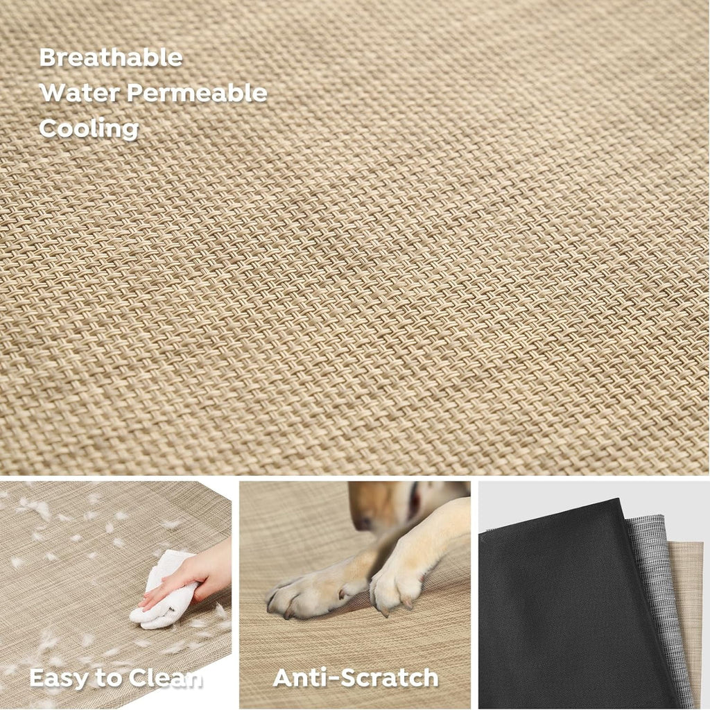 Veehoo Cooling Elevated Dog Bed with Guardrail, Teslin Mesh, Camping Dog Cot, Medium, Beige Coffee