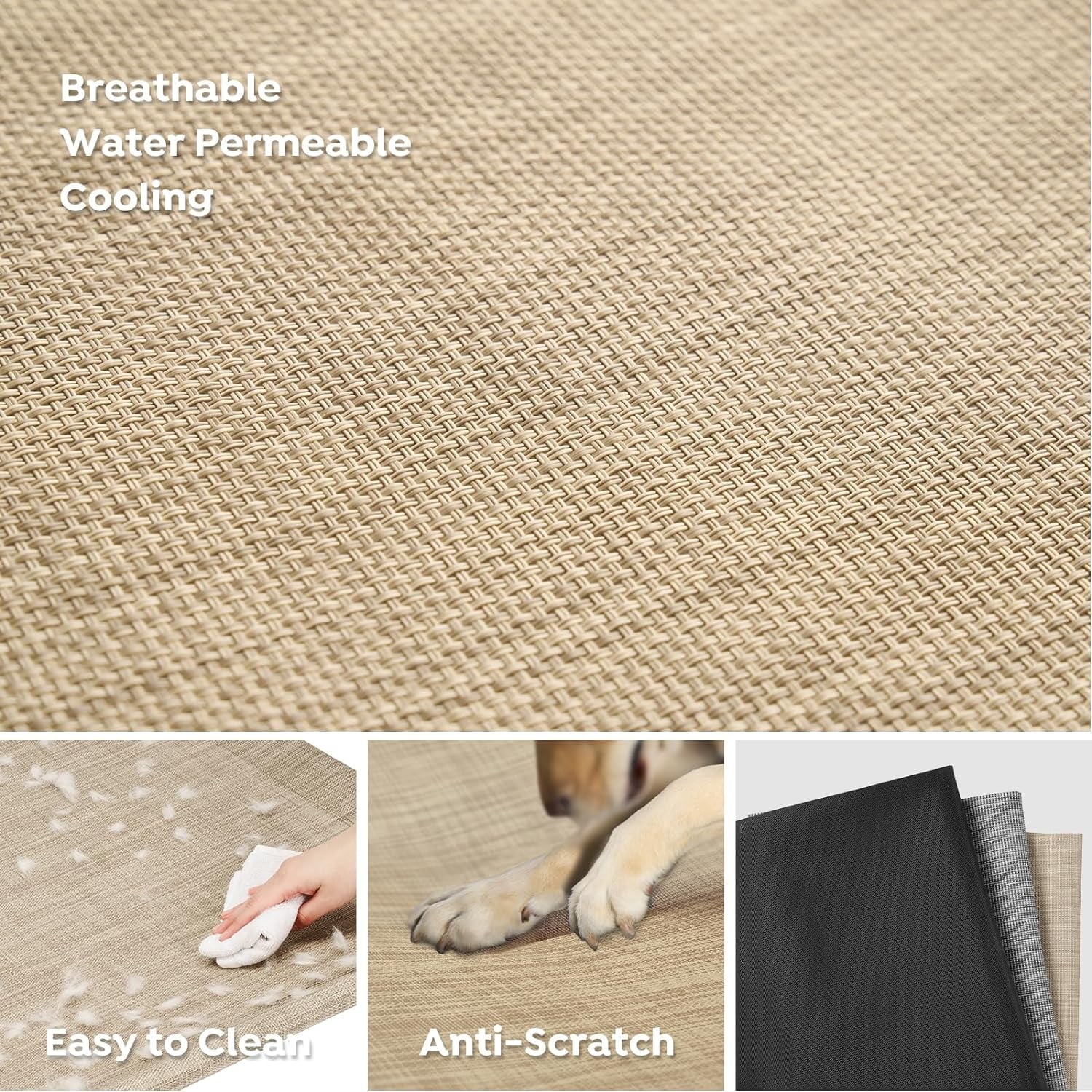 Veehoo Cooling Elevated Dog Bed with Guardrail, Teslin Mesh, Camping Dog Cot, Medium, Beige Coffee