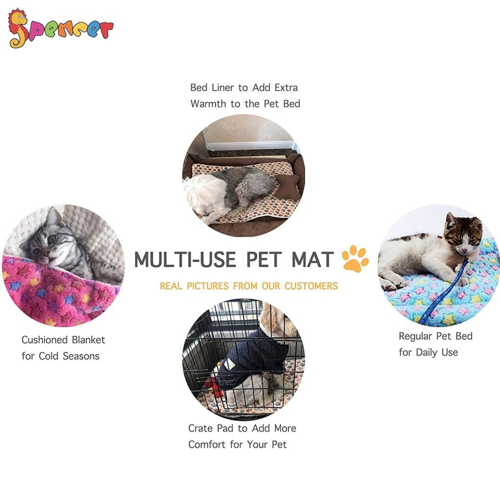 Spencer Large Dog Cat Pet Sleep Mat Soft Warm Reversible Fleece Crate Bed Mat Kennel Cage Cushion for Large Medium Small Dog Cat (S, Pink)
