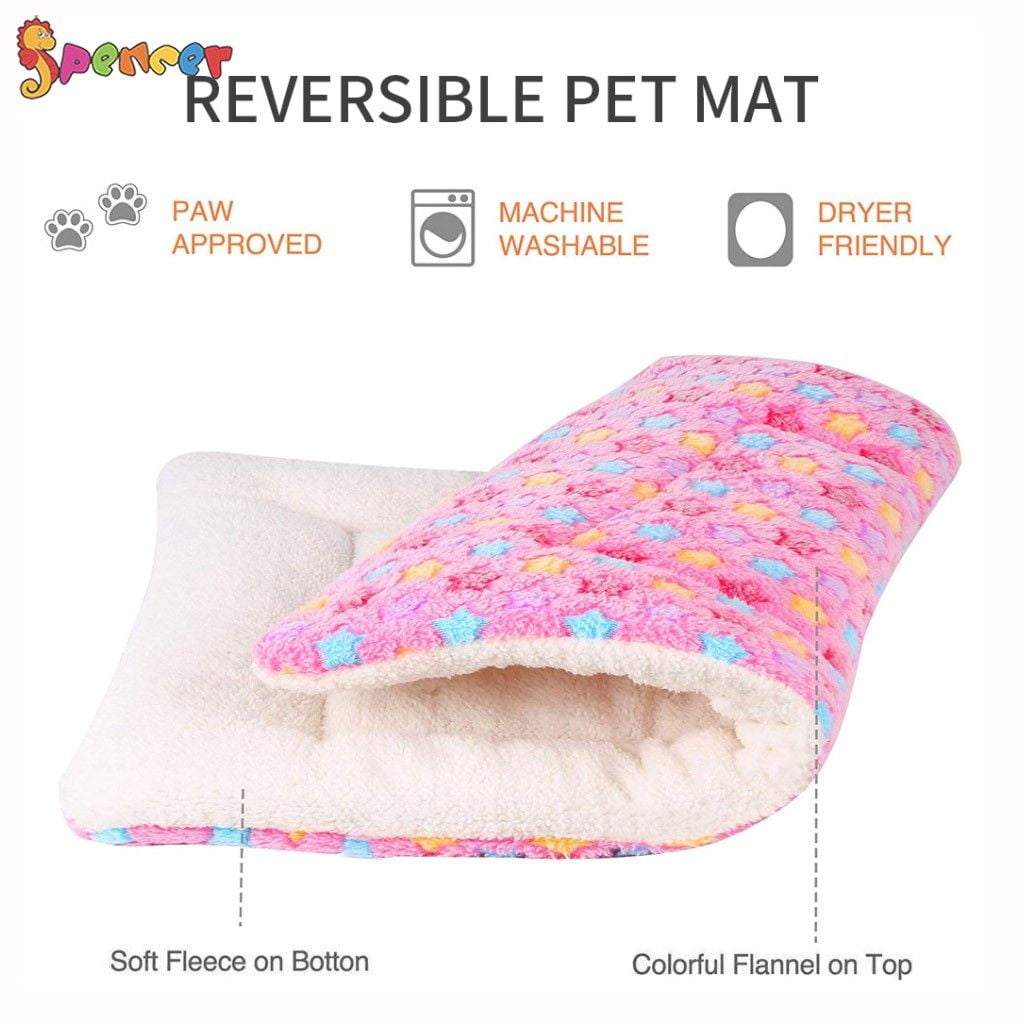 Spencer Large Dog Cat Pet Sleep Mat Soft Warm Reversible Fleece Crate Bed Mat Kennel Cage Cushion for Large Medium Small Dog Cat (S, Pink)