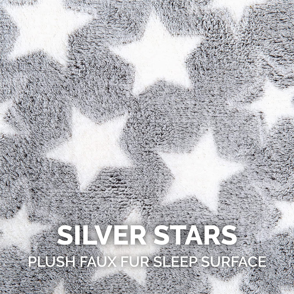 FurHaven Fleece Snuggle Hideout Pet Bed for Small Dogs and Cats - Silver Stars