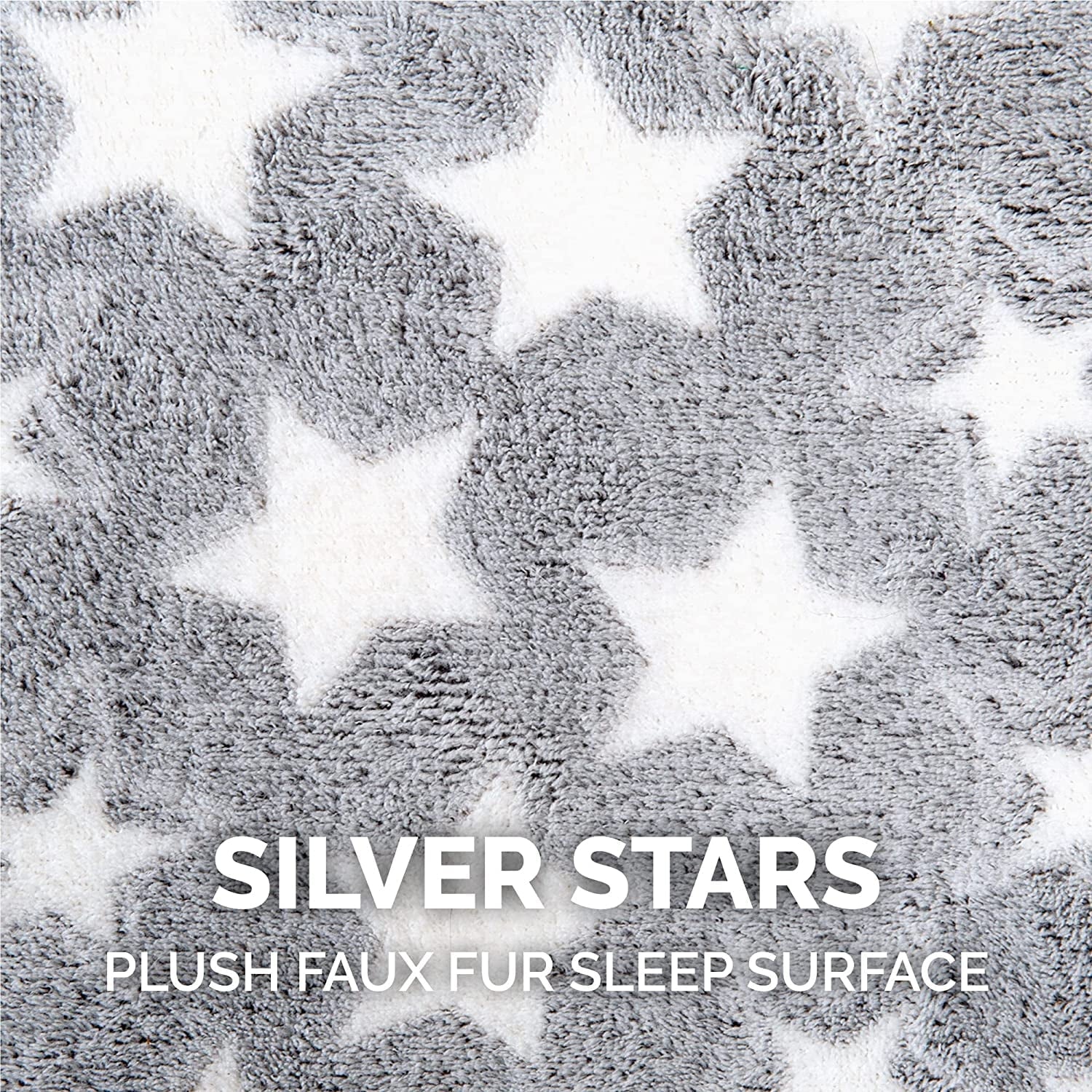 FurHaven Fleece Snuggle Hideout Pet Bed for Small Dogs and Cats - Silver Stars