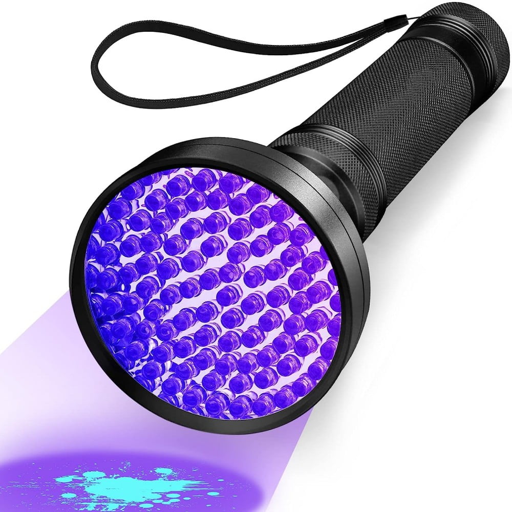 Puseky UV Flashlight Black Light 100 LED Light Handheld Blacklight 395 nM Detector for Pet Urine, Stains, Bed Bug and Scorpions, Torch Ultra Violet Flashlight