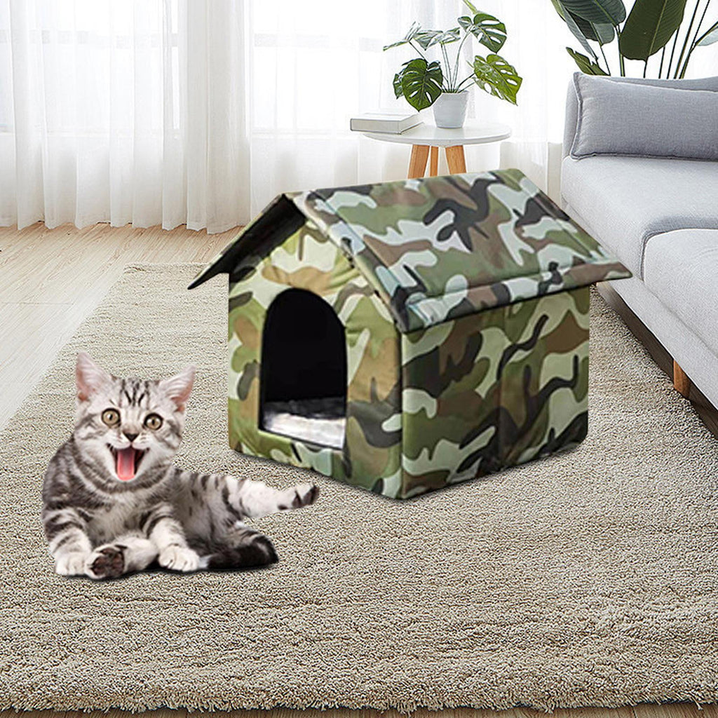 Oxford Cloth Stray Cats Shelter Weather Kennel Bed Puppy Kitten Small Dogs 40cmx35cmx40cm