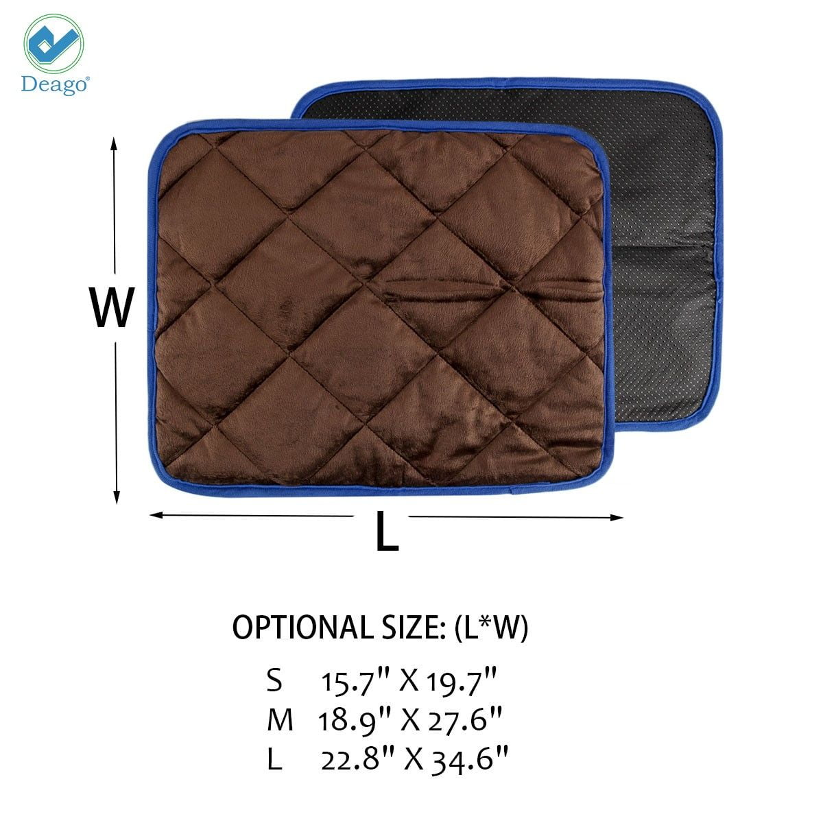 Deago Self Heating Cat Dog Pad / Self-Warming Cat Dog Bed / Thermal Cat Mat for Outdoor and Indoor Pets (Coffee, 15.8" x 19.7")